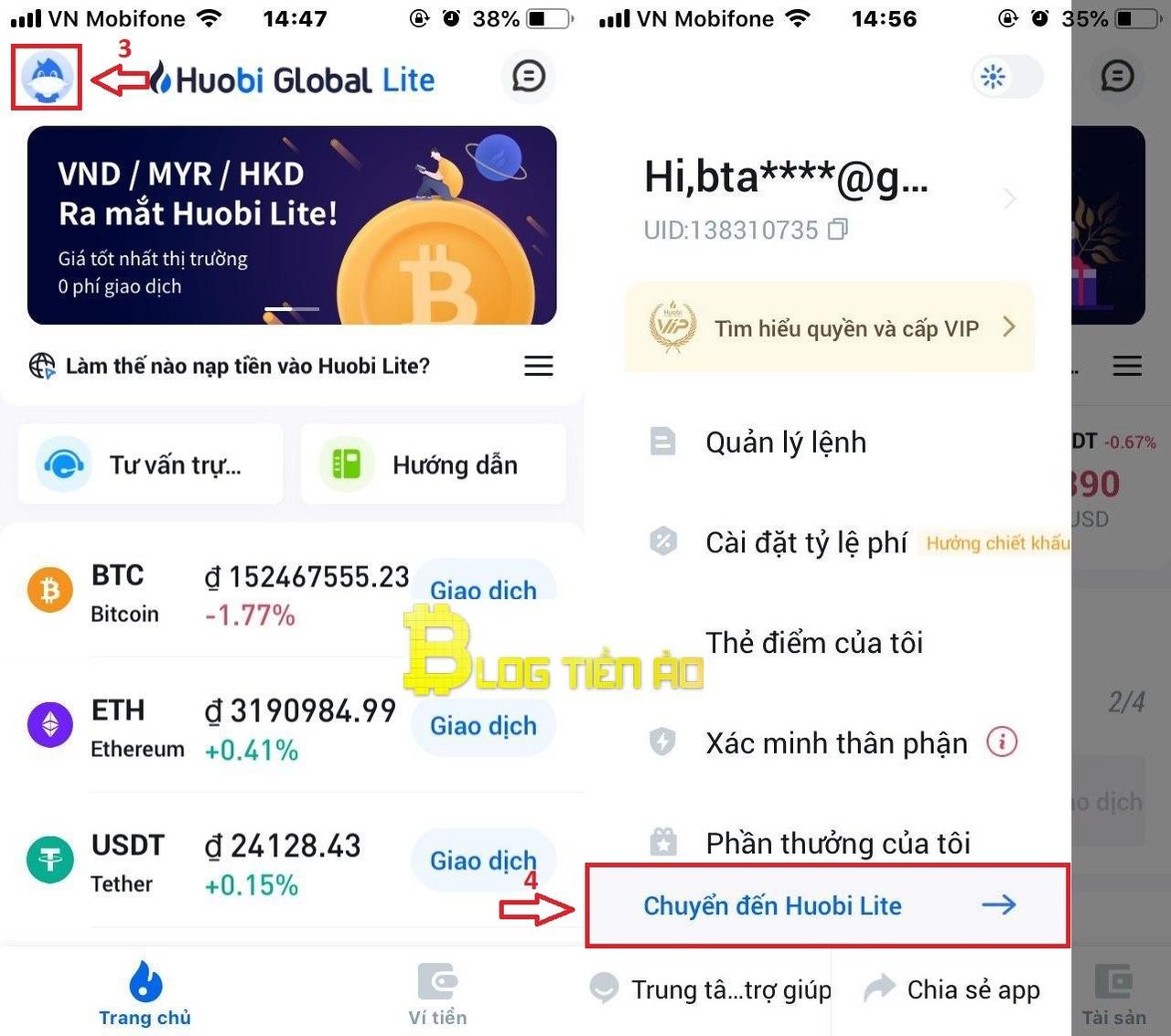 Cách sử dụng Huobi Lite