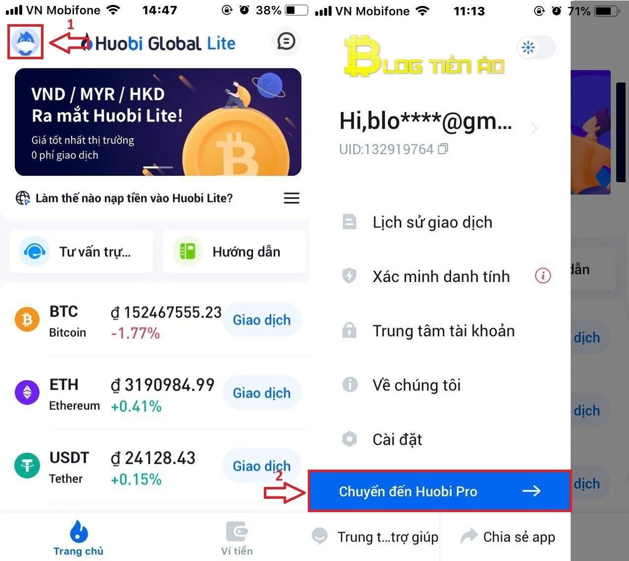 Cách sử dụng Huobi Lite