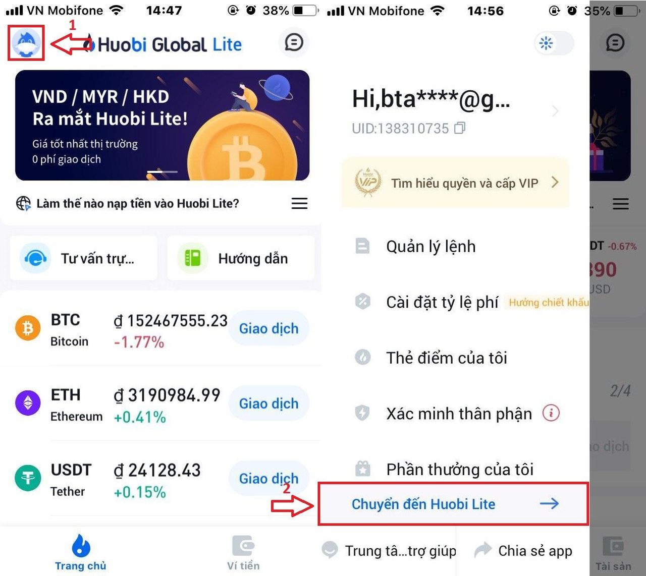 Cách sử dụng Huobi Lite