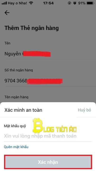 Cách thêm thẻ ngân hàng trên Huobi