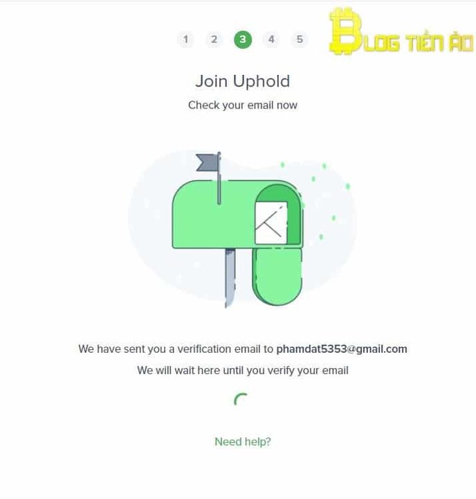 Xác thực email tài khoản uphold