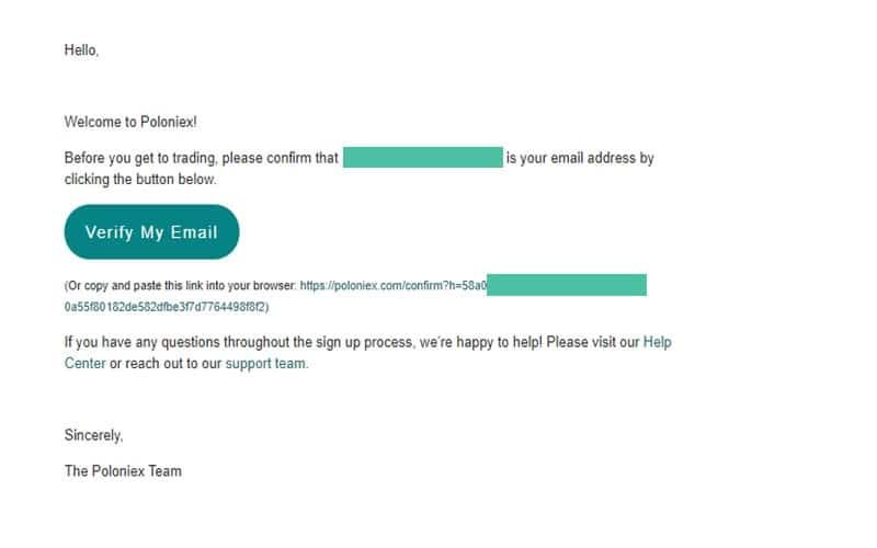 confirm email poloniex