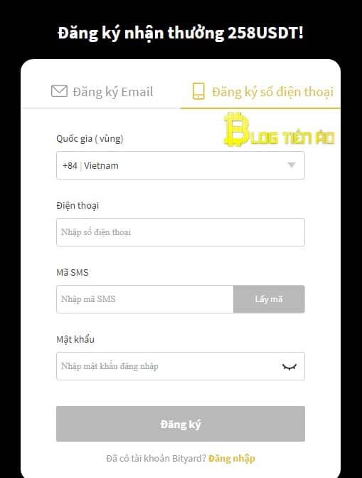 Đăng ký tài khoản Bityard