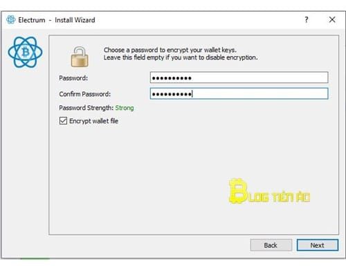 đặt password ví electrum