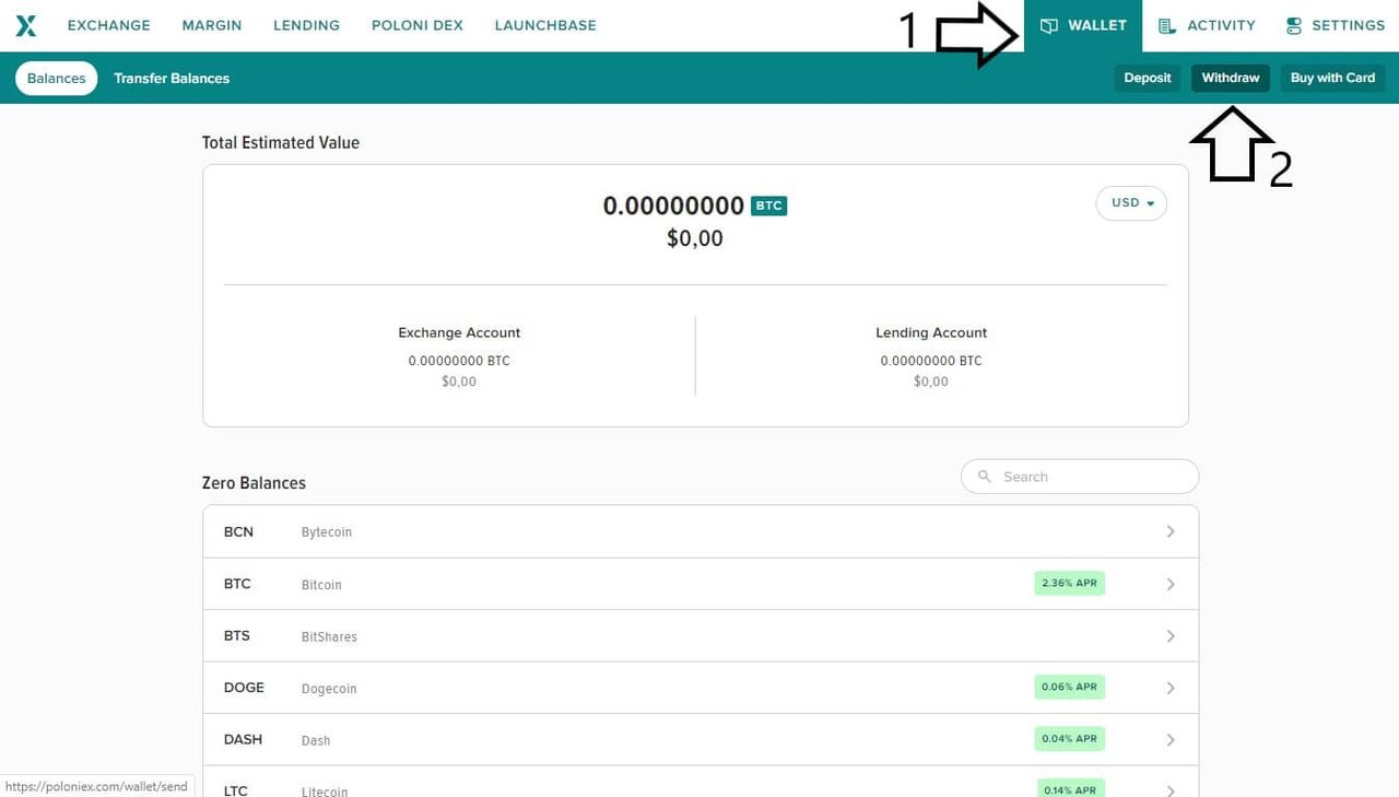 rút coin khỏi sàn poloniex