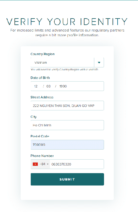 xác minh thông tin trên poloniex