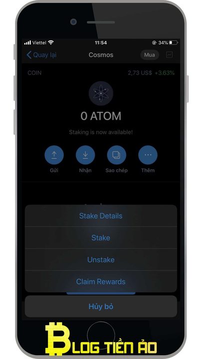 Bắt đầu stake atom