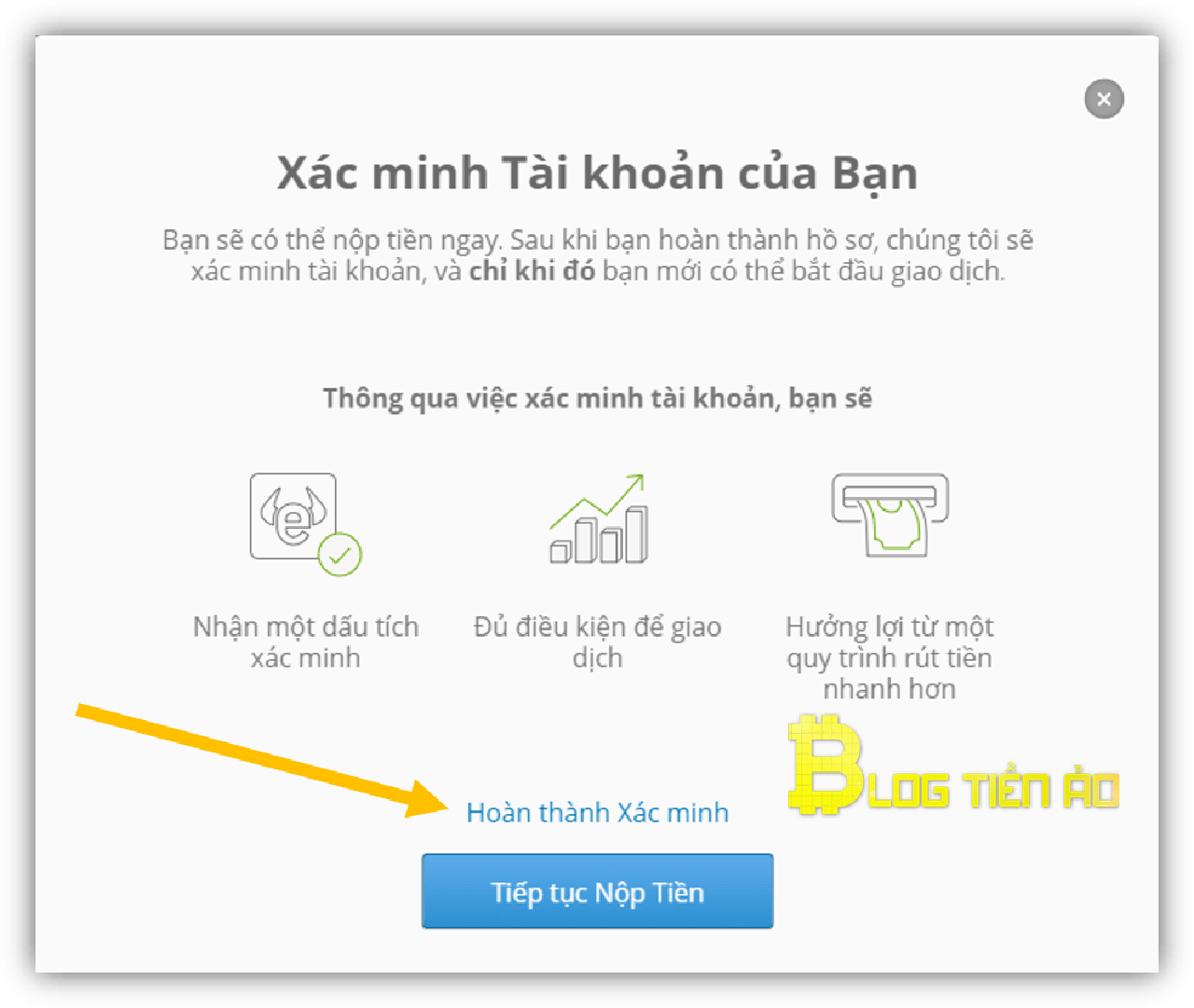 chọn hoàn thành xác minh