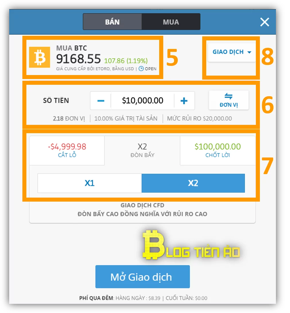 thực hiện lệnh mua trên etoro