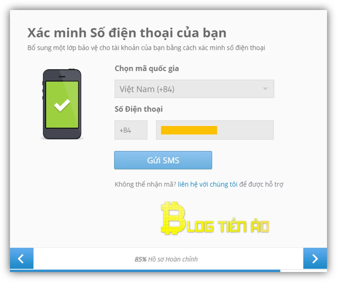 xác minh số điện thoại trên etoro