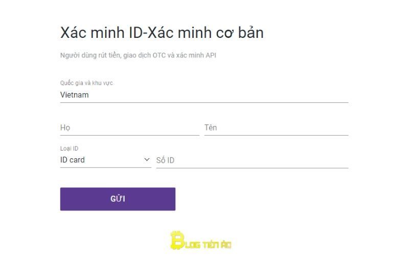 Nhập thông tin id để xác minh