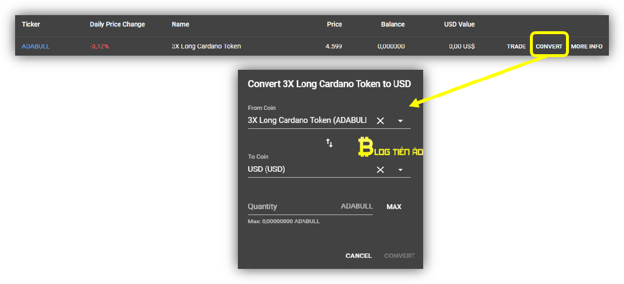 chuyển đổi coin sang usd