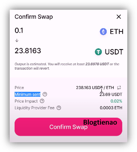 confirm swap token
