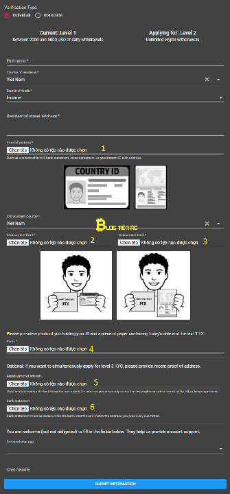 kyc cấp độ 2 và 3 sàn ftx