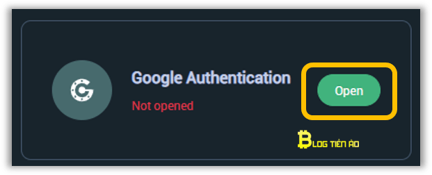 chọn open trong google authenticator mxc