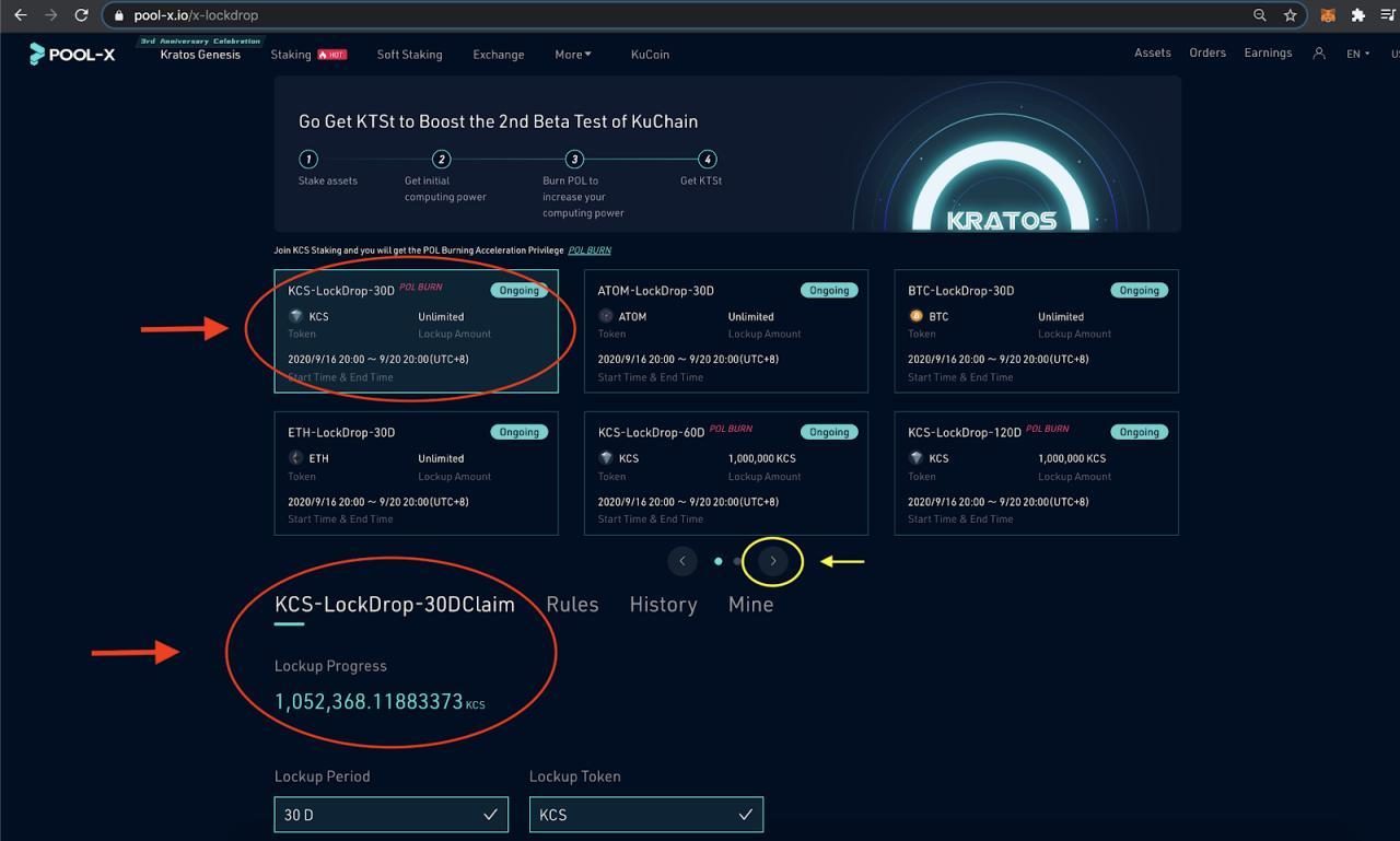 Thao tác tham gia khoa coin staking lockdrop