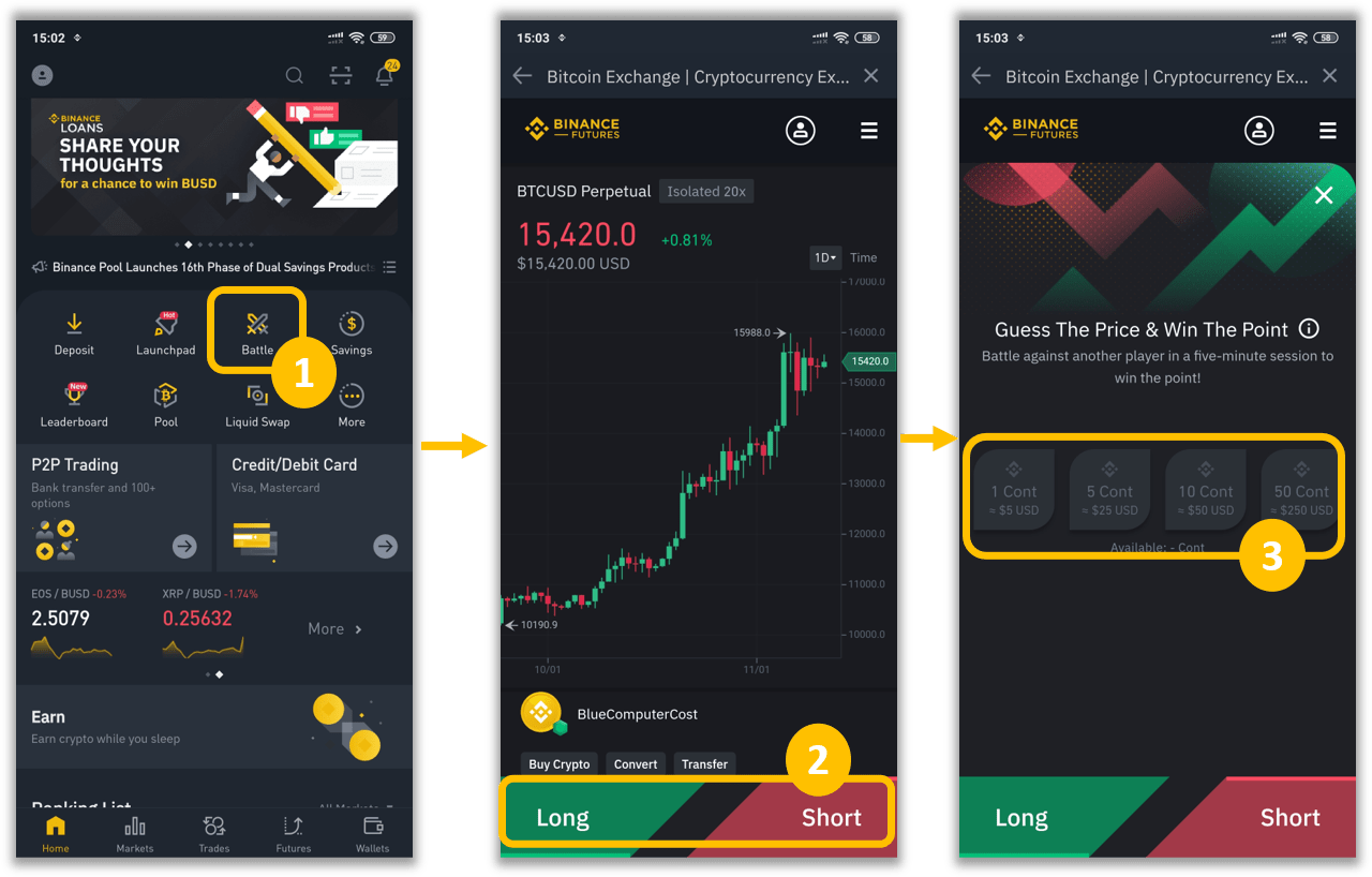 chọ battle trên ứng dụng binance