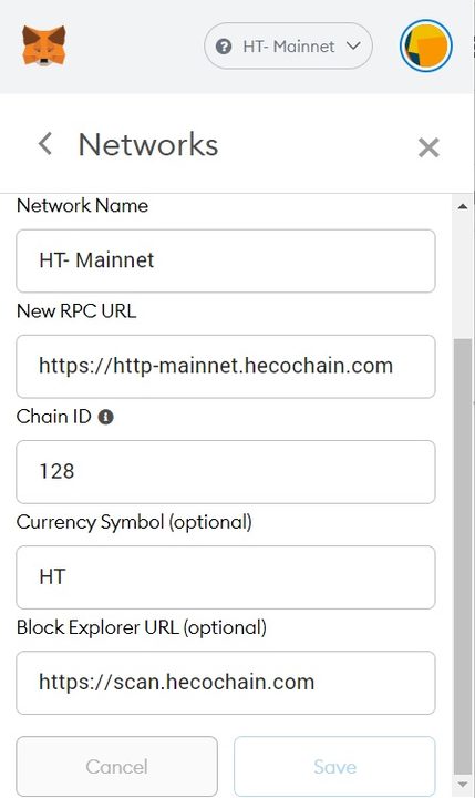 add huobi eco chain vào metamask