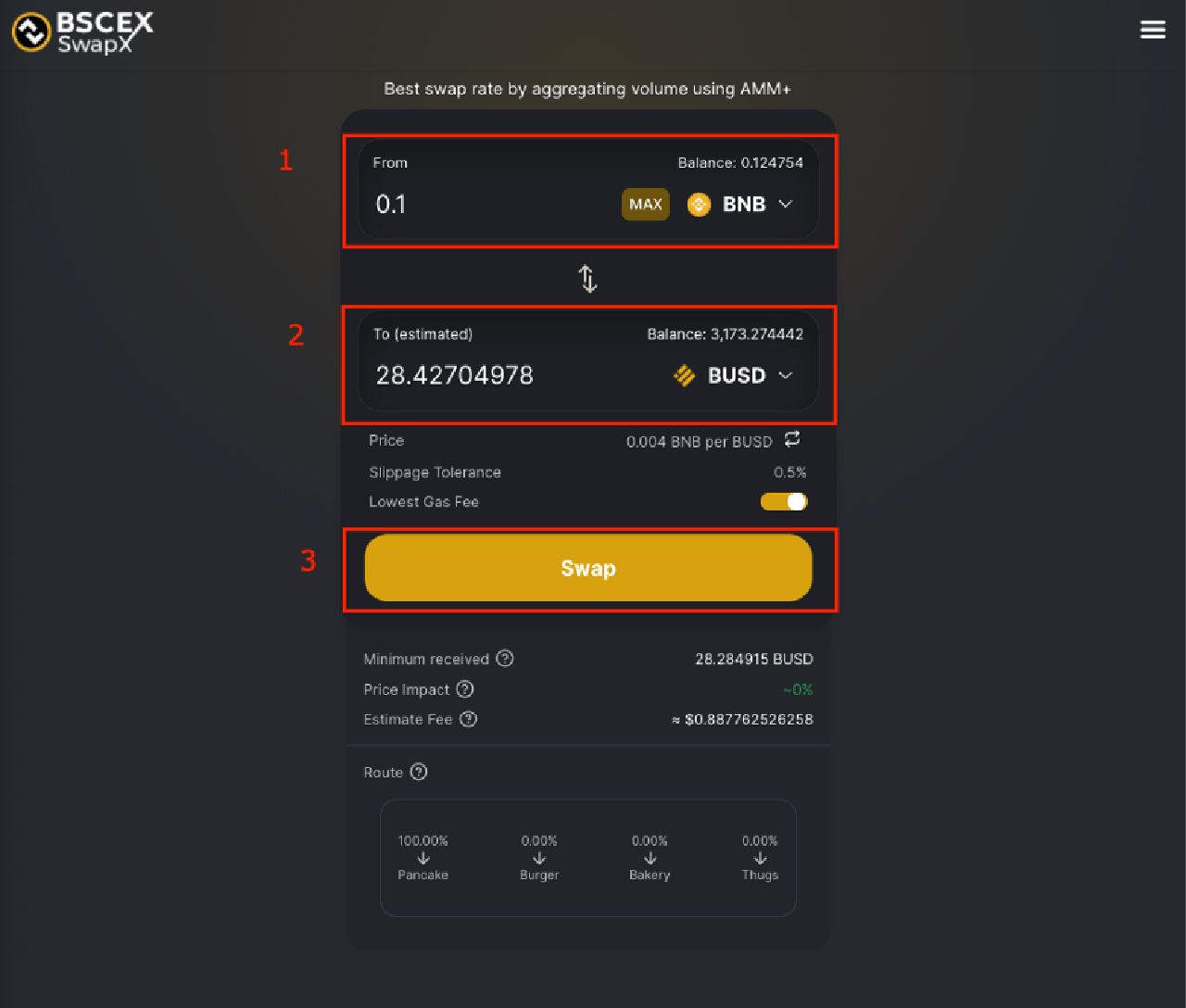 swap bnb sang busd