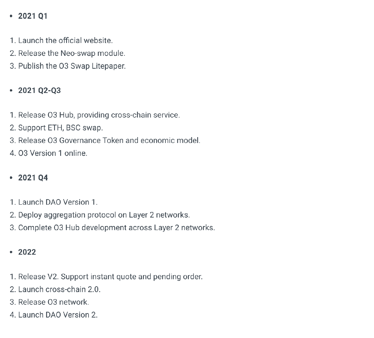  O3 RoadMap