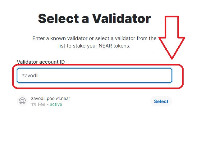 chon validator - huong dan stake near