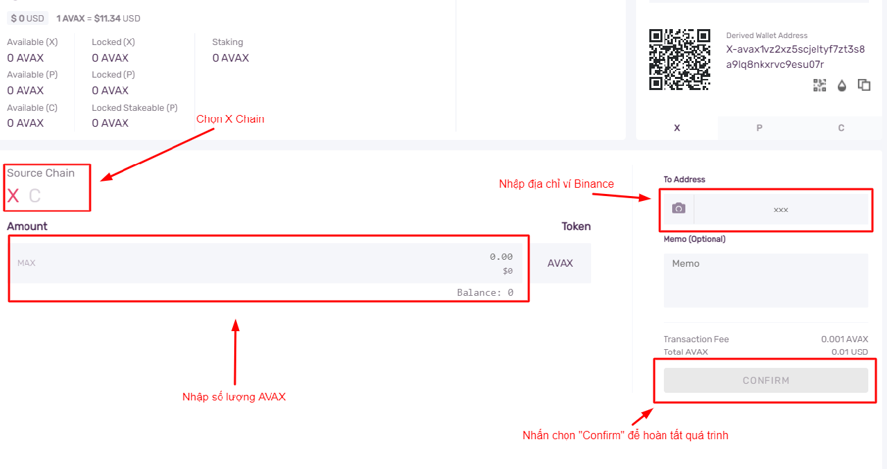 chuyen token vi x sang binance