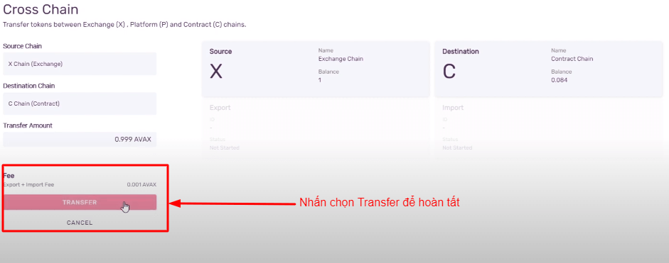 nhan chon transfer - giao dich tren pangolin