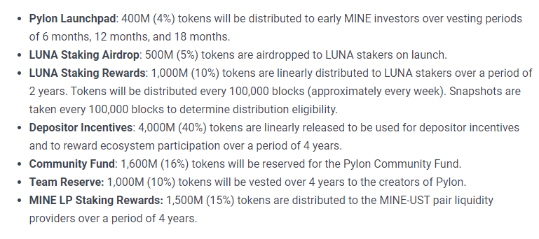 mine token release schedule