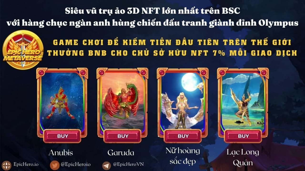 HOT! Game NFT EpicHero Metaverse - TOP 1 CoinMarketCap phát hành thẻ Tướng NFT Lạc Long Quân và bản Việt ngữ cho thị trường Việt Nam