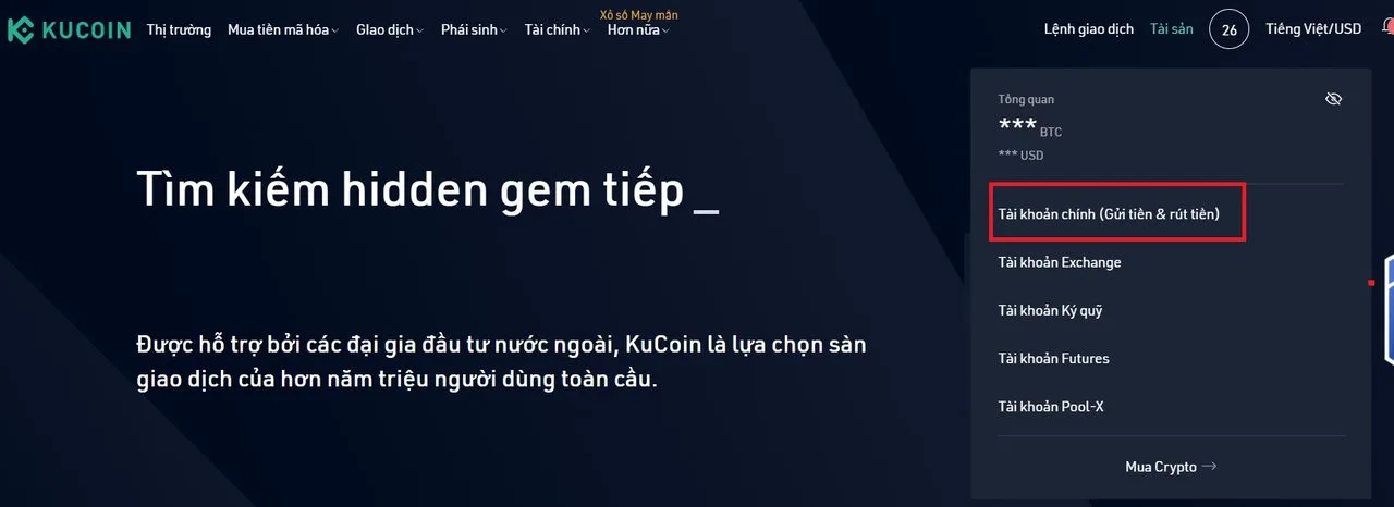 nạp tiền kucoin