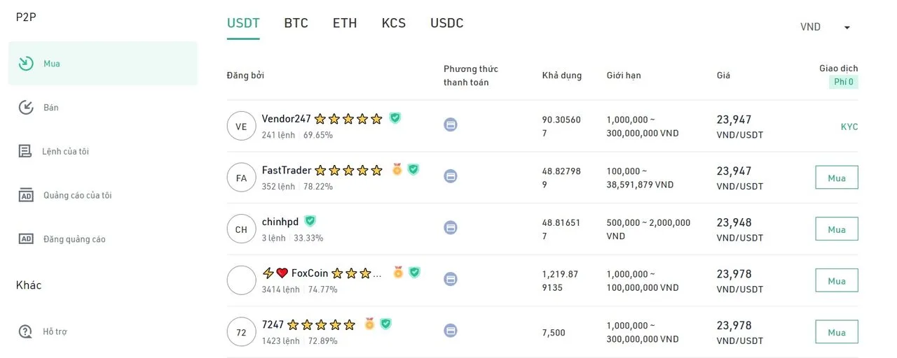 p2p kucoin