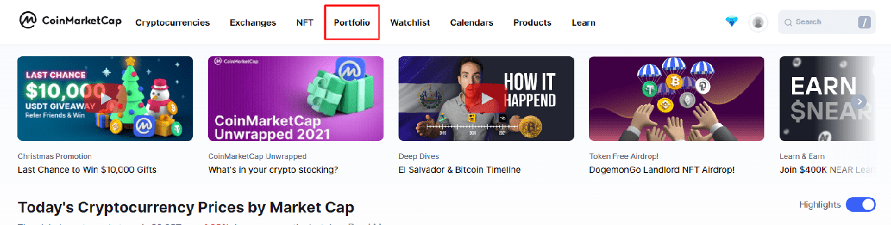 coinmarketcap portfolio