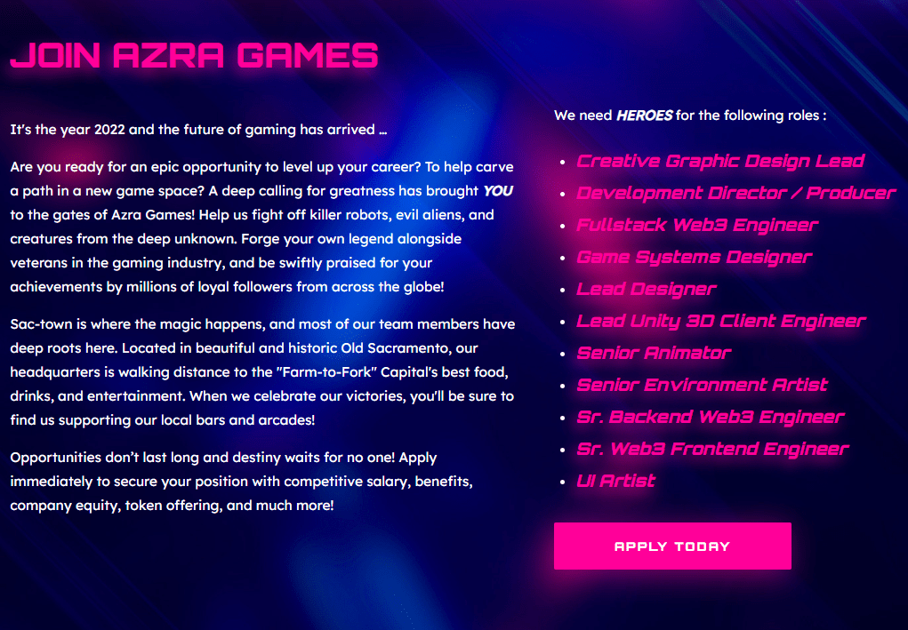 Azra Games jobs