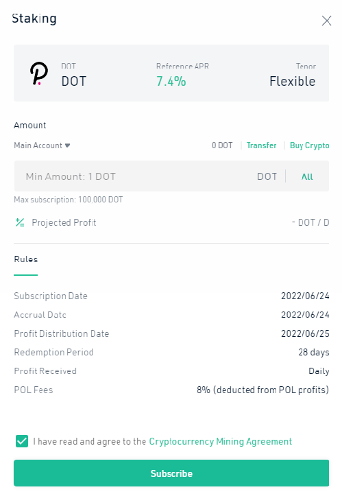 dot kucoin staking