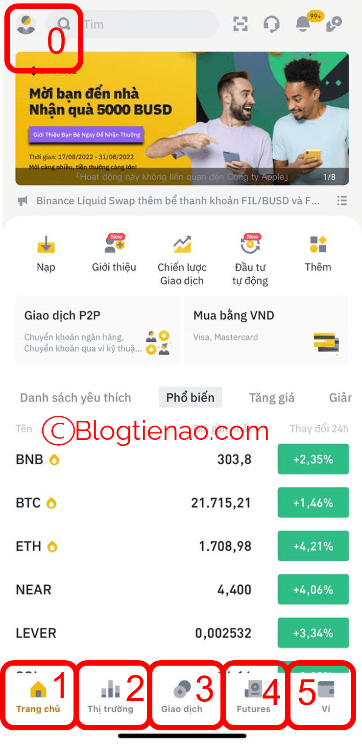 página inicial do binance ios