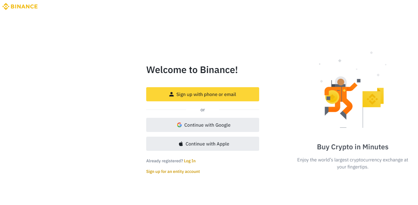 Cadastre-se no Binance no seu computador