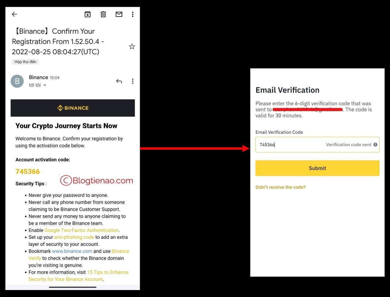 mail đăng ký binance