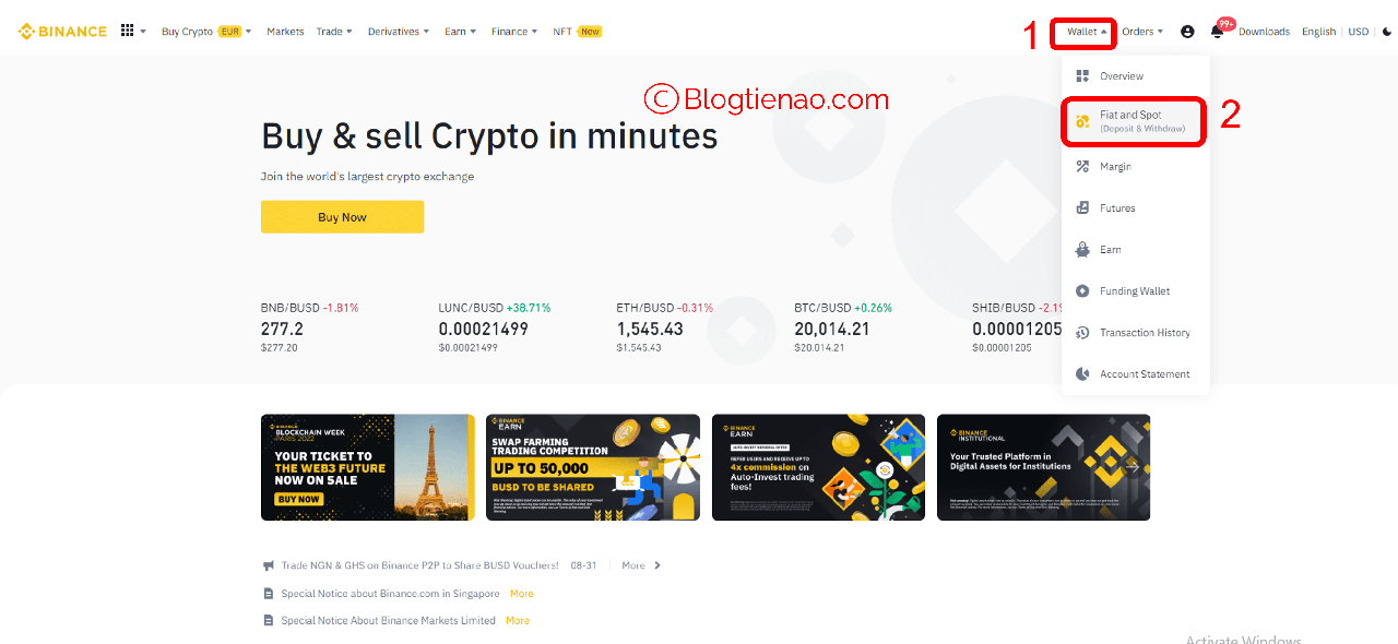 nạp coin binance web