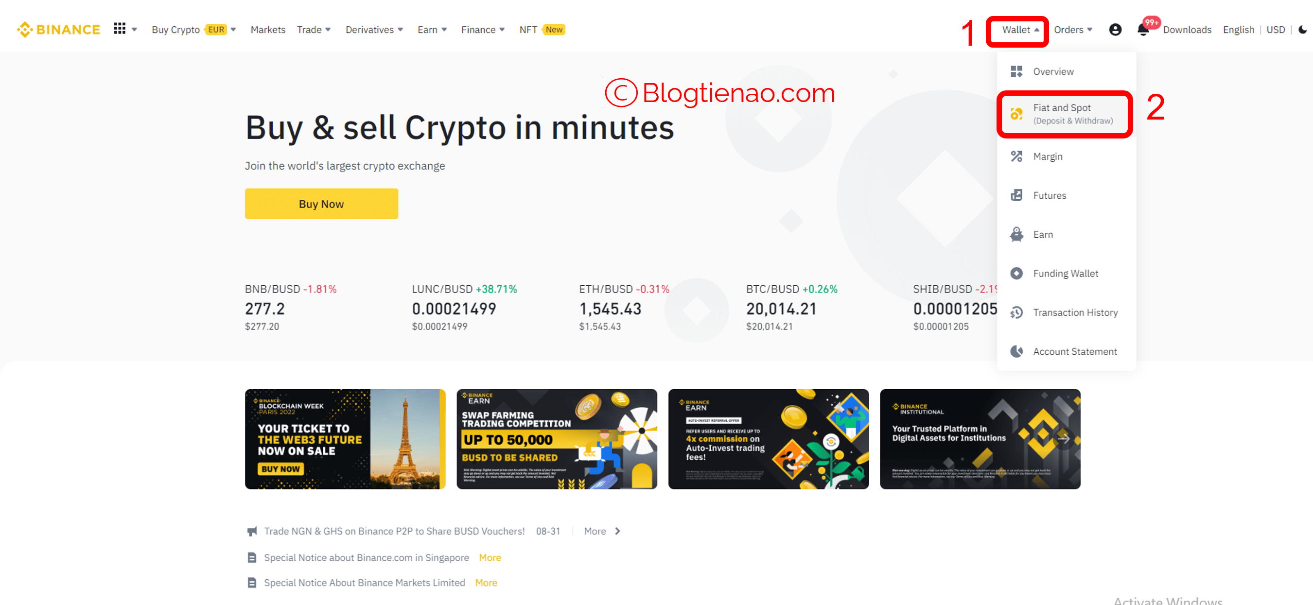 depositar moeda binance web