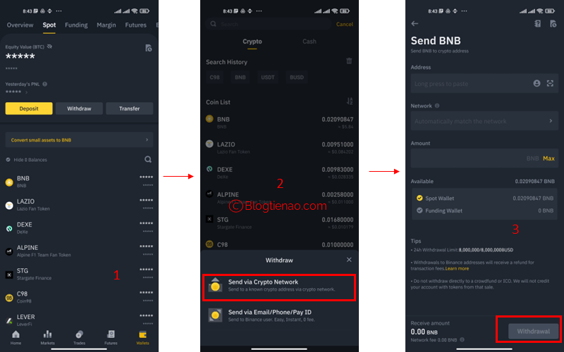 rút coin binance