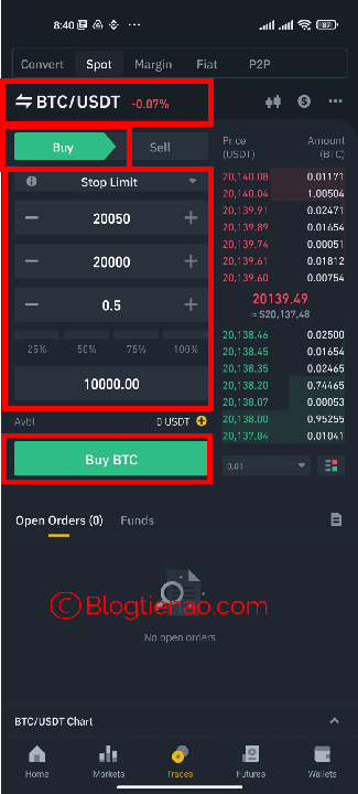 stop limit binance