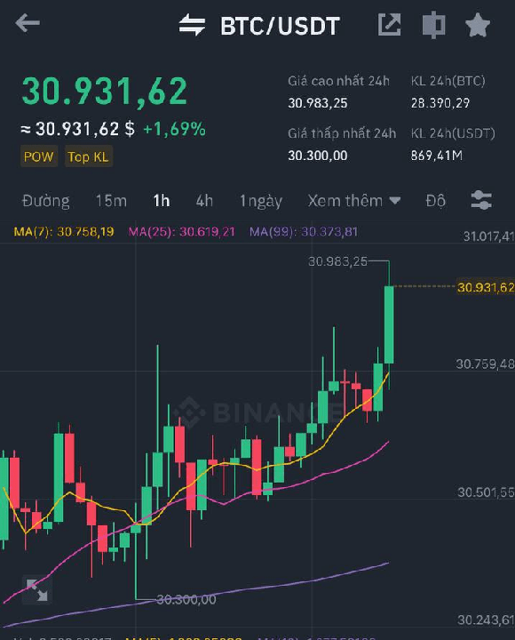 biểu đồ giá btc