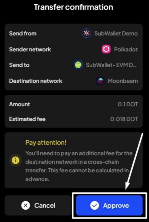 chuyển token subwallet