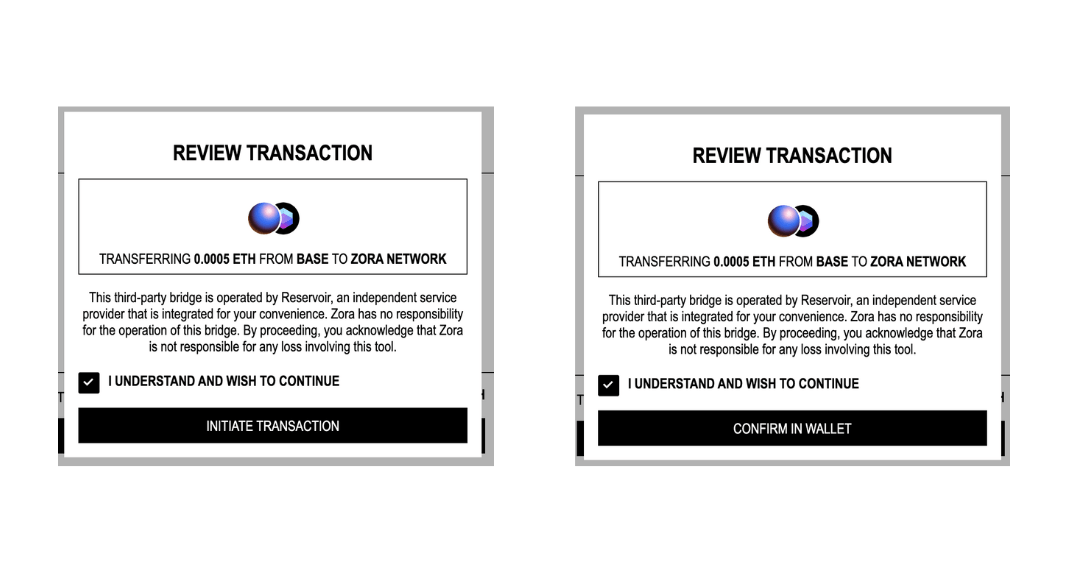 chuyển ETH từ Base sang Zora