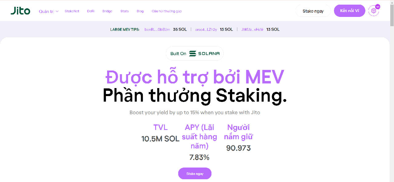 Trang chính website của Jito