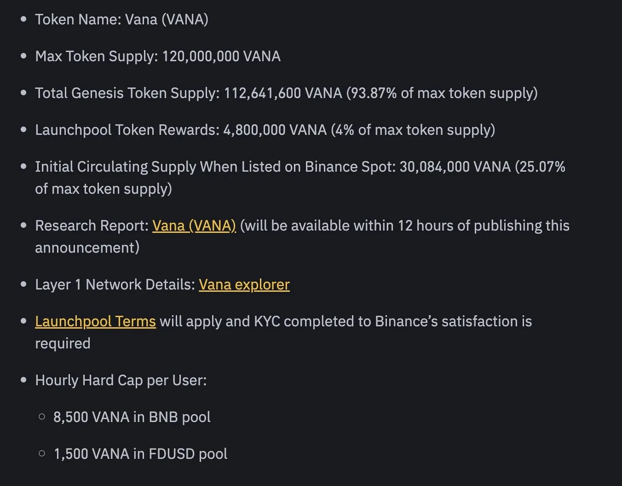 Binance Launchpool thông báo dự án thứ 62 - Vana (VANA)