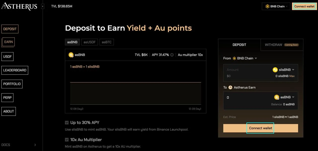 Kết nối ví với astherus