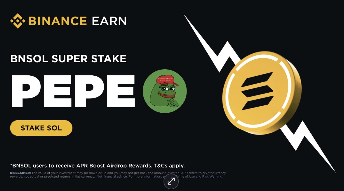 Binance: Pepe (PEPE) là dự án thứ 6 trên BNSOL Super Stake