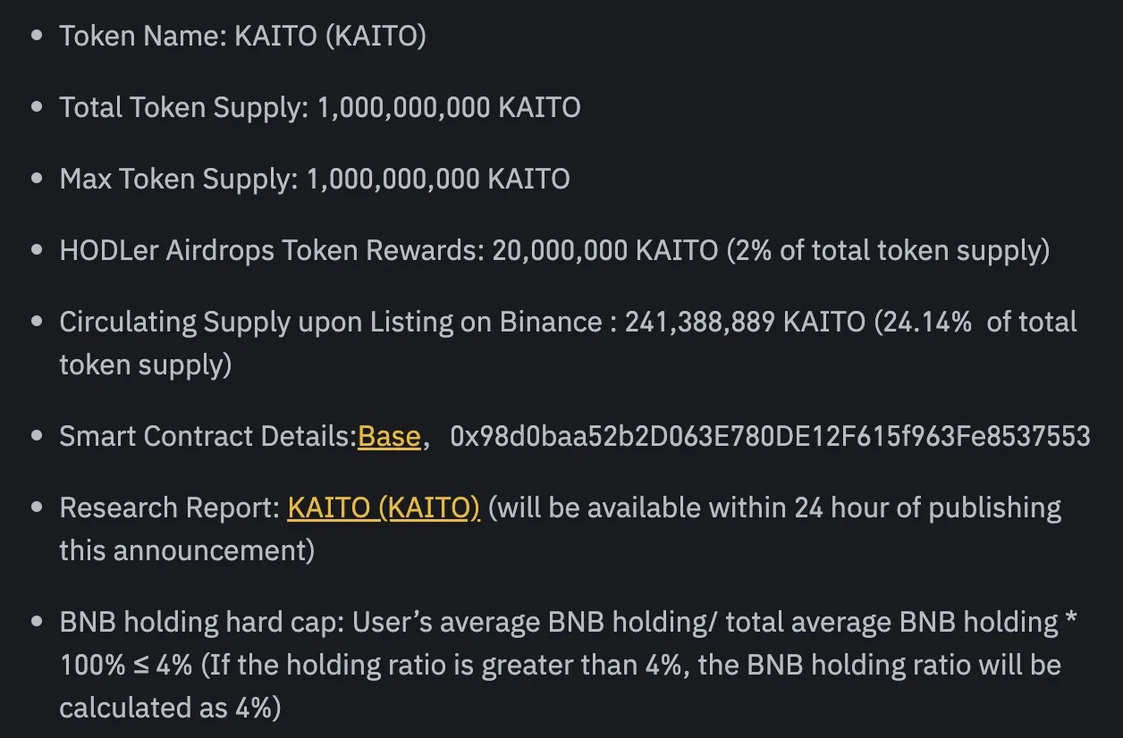 KAITO (KAITO) – Dự án thứ 9 trên Binance HODLer Airdrop