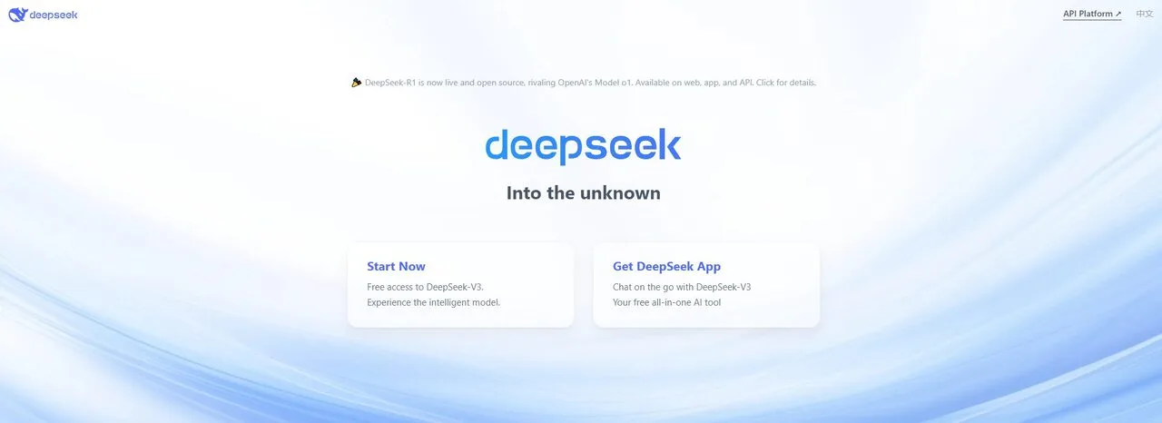 Trang chủ của DeepSeek